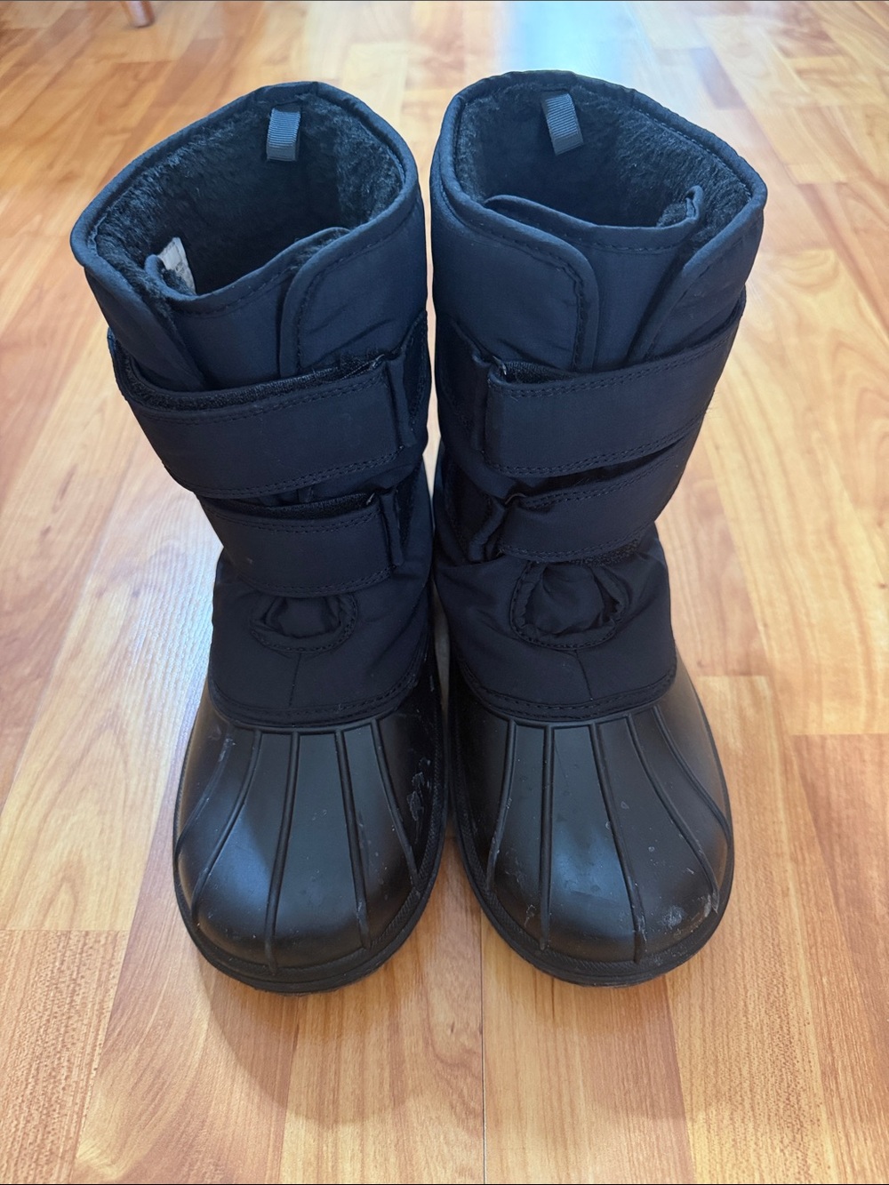 The Children's Place Black Kids Snow Boots with Double Hook-and-Loop Straps